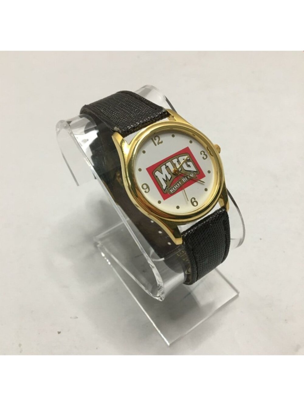 Mug Rootbeer Promotional Watch Gold Tone Leather Band